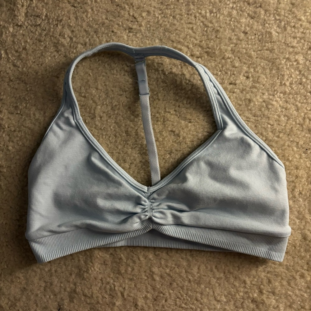 Buffbunny halter seamless sports bra-bubbles blue-size medium